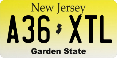 NJ license plate A36XTL