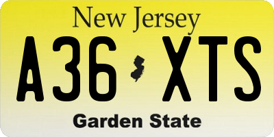 NJ license plate A36XTS