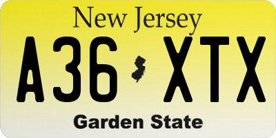 NJ license plate A36XTX