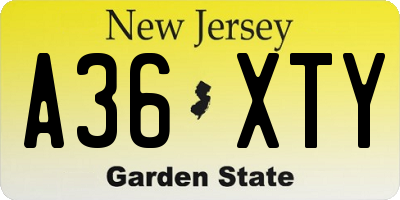 NJ license plate A36XTY