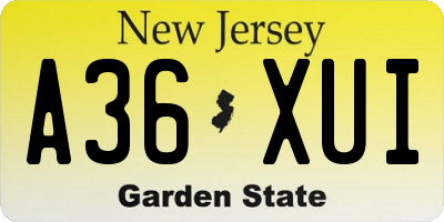 NJ license plate A36XUI