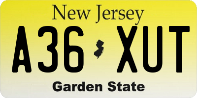 NJ license plate A36XUT