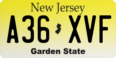 NJ license plate A36XVF