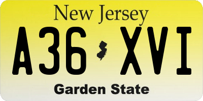 NJ license plate A36XVI