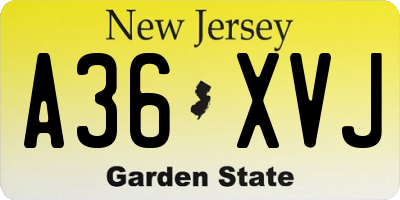 NJ license plate A36XVJ