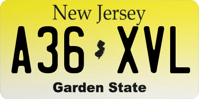 NJ license plate A36XVL