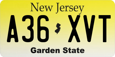 NJ license plate A36XVT