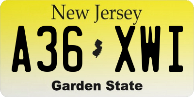 NJ license plate A36XWI