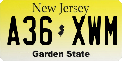 NJ license plate A36XWM
