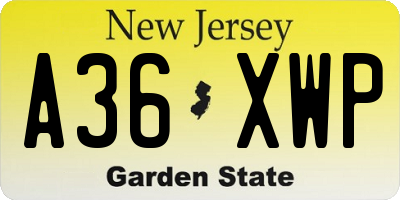 NJ license plate A36XWP