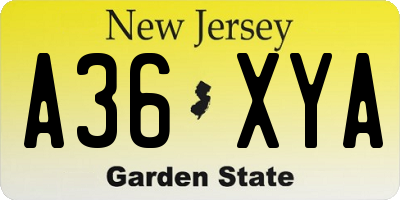 NJ license plate A36XYA