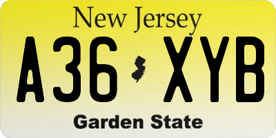 NJ license plate A36XYB