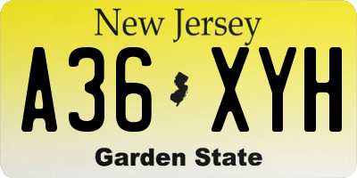 NJ license plate A36XYH