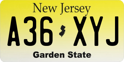 NJ license plate A36XYJ