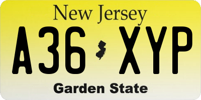 NJ license plate A36XYP