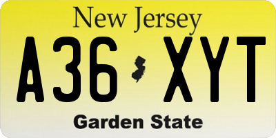 NJ license plate A36XYT