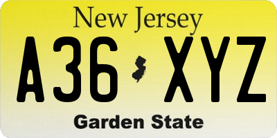 NJ license plate A36XYZ