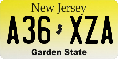 NJ license plate A36XZA