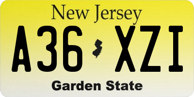 NJ license plate A36XZI