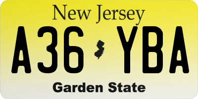 NJ license plate A36YBA