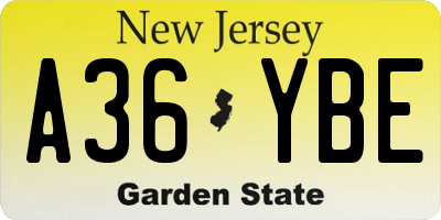 NJ license plate A36YBE