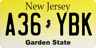 NJ license plate A36YBK