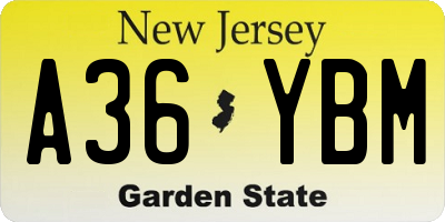 NJ license plate A36YBM