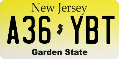 NJ license plate A36YBT