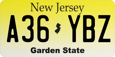 NJ license plate A36YBZ