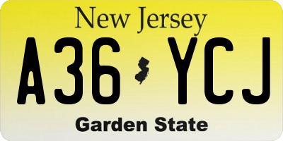 NJ license plate A36YCJ