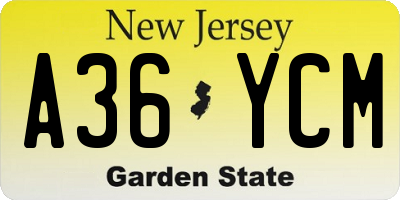 NJ license plate A36YCM