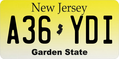 NJ license plate A36YDI