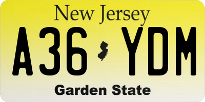 NJ license plate A36YDM