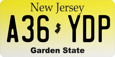 NJ license plate A36YDP