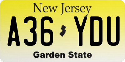 NJ license plate A36YDU