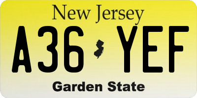NJ license plate A36YEF