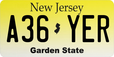 NJ license plate A36YER