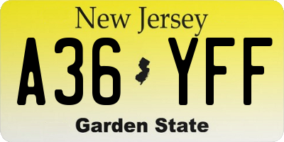 NJ license plate A36YFF