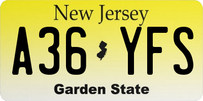 NJ license plate A36YFS