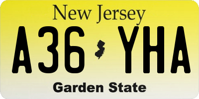 NJ license plate A36YHA