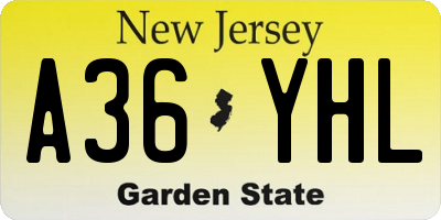 NJ license plate A36YHL