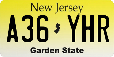 NJ license plate A36YHR