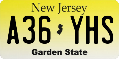 NJ license plate A36YHS