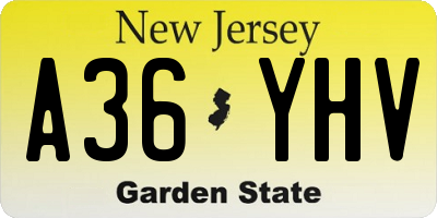 NJ license plate A36YHV