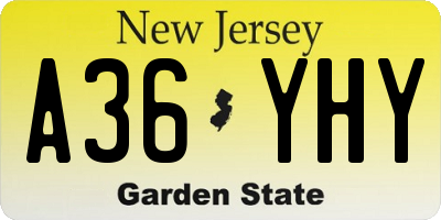 NJ license plate A36YHY