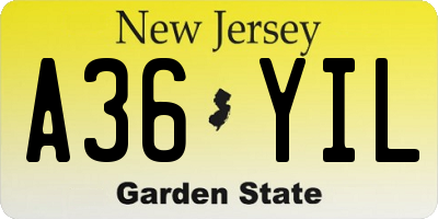 NJ license plate A36YIL