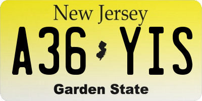 NJ license plate A36YIS