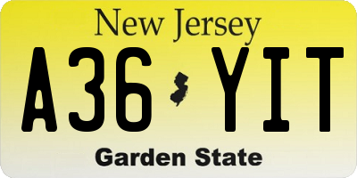 NJ license plate A36YIT