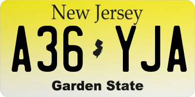 NJ license plate A36YJA