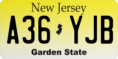 NJ license plate A36YJB